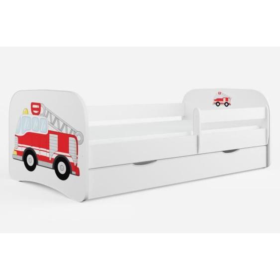 Lit Enfant - Kocot Kids - Babydreams - Pompier Blanc - 140x70 cm - Sécurisé avec Garde-Corps