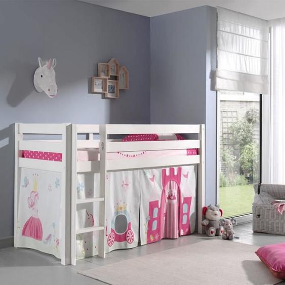 Lit Enfant Princesse Blanc - Paris Prix - 90x200 cm - Pin Scandinave - A Lattes