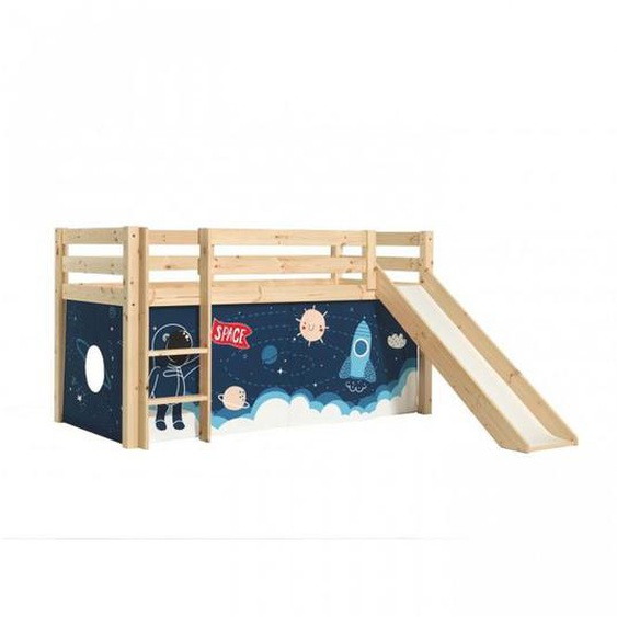 Lit enfant surélevé avec toboggan Pino Space Shuttle Vipack - Naturel Beige
