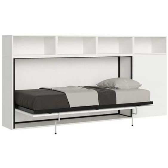 Lit escamotable horizontal - Kando - 1 place - Frêne Blanc - Design contemporain - Mécanisme de sécurité
