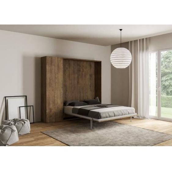 Lit escamotable - ISOKA - Kentaro - Colonne en noyer - 2 places - 140x190 cm