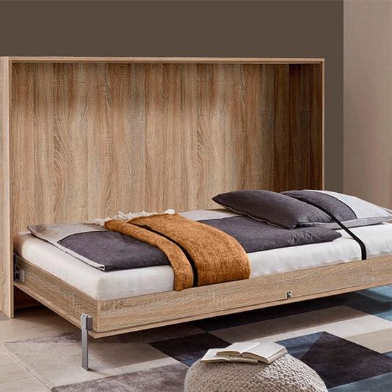 Lit escamotable multifonctionnel Juist 90 x 200 cm, chêne brut de sciage, horizontal