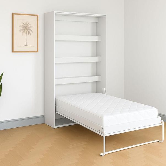 Lit escamotable Perfekt 120x200 un vertical qui allie design et fonctionnalité Blanc