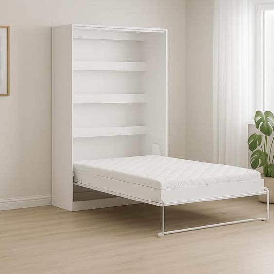 Lit escamotable Perfekt 140x200 un lit vertical qui allie design et fonctionnalité avec matelas Blanc+Noir
