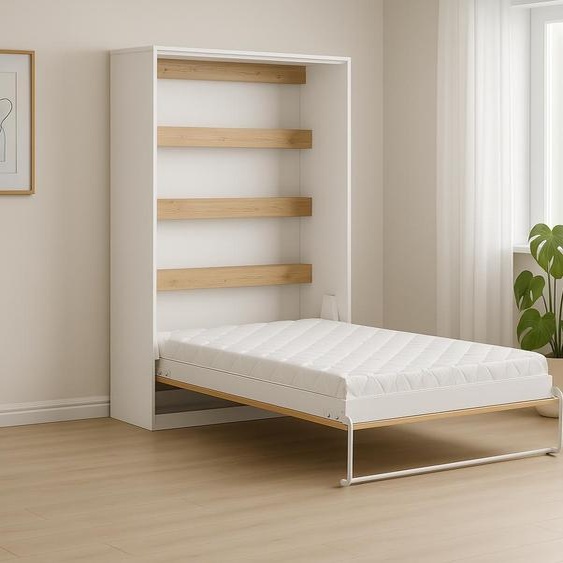 Lit escamotable Perfekt 140x200 un vertical qui allie design et fonctionnalité avec matelas chne + noir