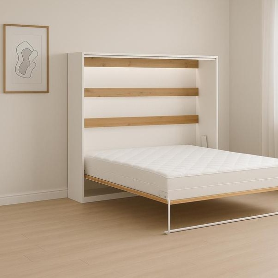 Lit escamotable Perfekt 160x200 un horizontal qui allie design et fonctionnalité Chne + Noir
