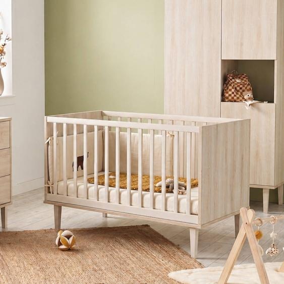 Lit Évolutif 70x140 Sur Pieds- Little Big Bed En Bois Décor Hêtre Cendré - Opaline Beige
