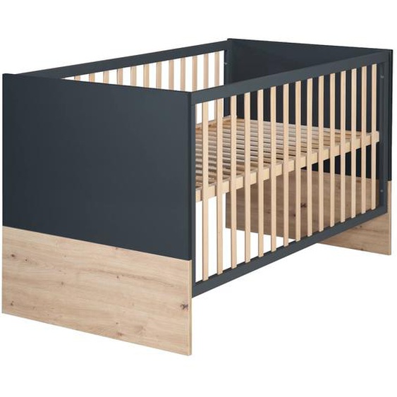 Lit Évolutif En Bois Massif Convertible En Lit Junior Lenn Anthracite / Chêne Artisan