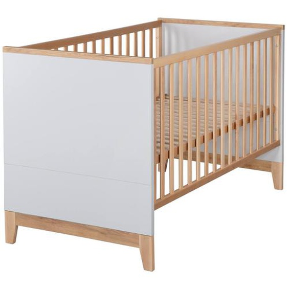 Lit Évolutif En Hêtre Massif Transformable En Lit Junior Caro Gris Clair / Chêne Doré