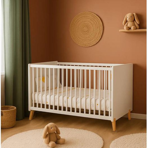 Lit Évolutif - Little Big Bed Sur Pieds En Bois - Joy Blanc/marron