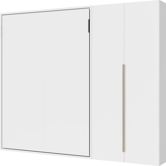 Lit français escamotable vertical Versia Sofà 140 avec armoire 2 portes droite en blanc