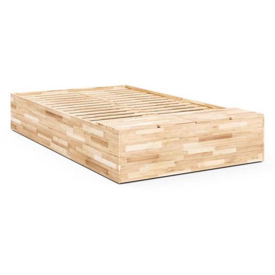 Lit futon BASEMENT pin laqué naturel couchage 140x200 cm