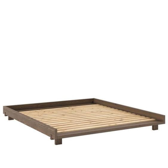 Lit futon SOCIAL pin laqué brun caroube couchage 180x200 cm