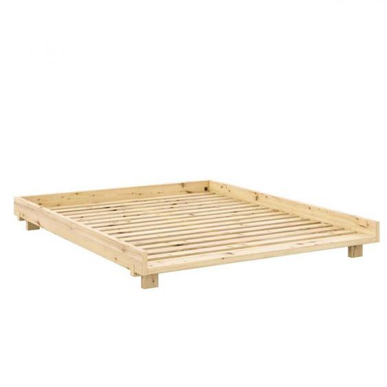 Lit futon SOCIAL pin laqué naturel couchage 160x200 cm