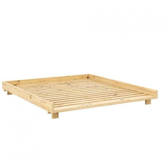 Lit futon SOCIAL pin laqué naturel couchage 180x200 cm
