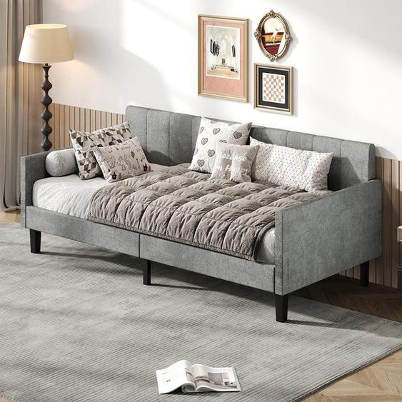 LIT GIGOGNE  90x200 cm,Canapé-lit,Daybed,lit de jour,lit simple,lit dappoint, chenille, gris