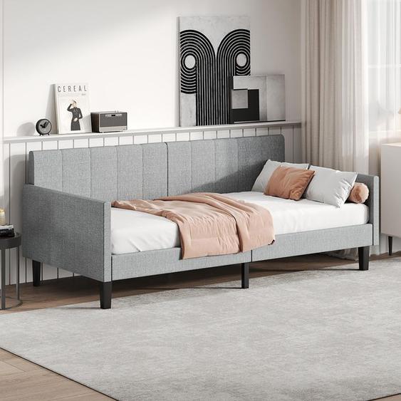 LIT GIGOGNE   90x200 cm,Canapé-lit,Daybed,lit de jour,lit simple,lit dappoint, lin, gris