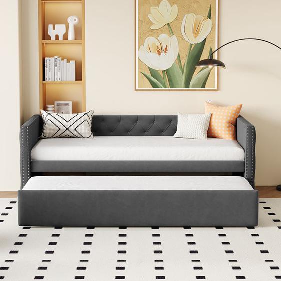 lit Gigogne 90x200 cm Canapé-lit Lit simple Lit banquette Lit dinvité - SWEIKO - Gris