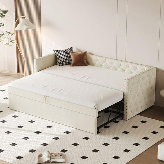 lit Gigogne 90x200 cm Canapé-lit simple Lit banquette Lit dinvité - SWEIKO - Beige