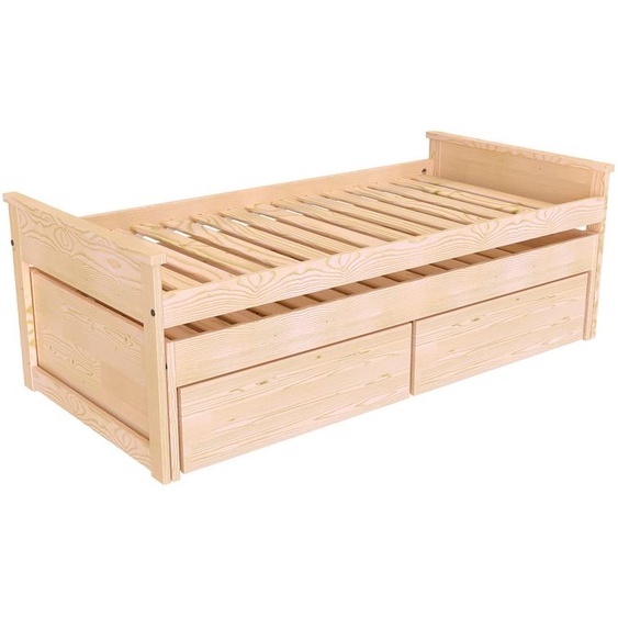 Lit Gigogne 90x200 Maxi en bois + tiroirs de rangement