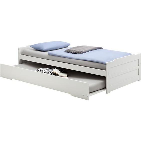 Lit gigogne LORENA 1 personne tiroir lit fonctionnel 90 x 200 cm pin massif lasuré blanc