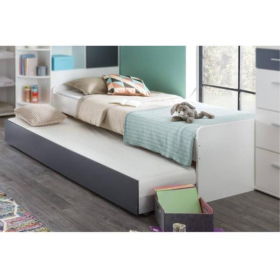 Lit gigogne VOLVERINE  blanc rechampis anthracite 90 x 200 cm