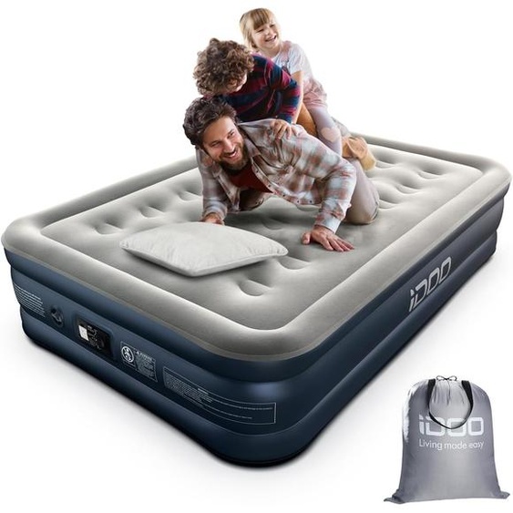 Lit gonflable pour 2 personnes, dimensions 137x190x46 cm, avec 28 chambres à air, comprenant une pompe