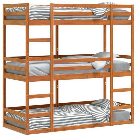 Lit jeune Contemporain, Lit superposé triple 90x200 cm bois de pin massif CHY81825168