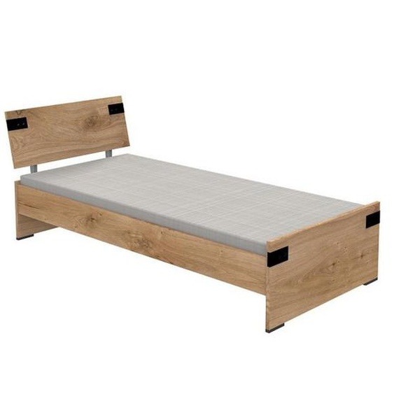 Lit LISBURN style industriel 90 x 200 cm chêne poutre
