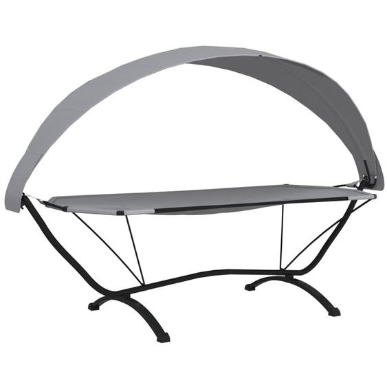 Lit de repos dextérieur avec auvent Gris Acier et tissu Oxford