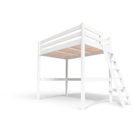 Lit mezzanine 1 place bois Sylvia 120x200 échelle inclinée