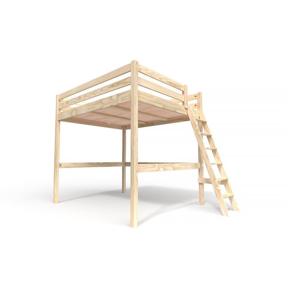 Lit mezzanine 2 places bois Sylvia 160x200 échelle inclinée