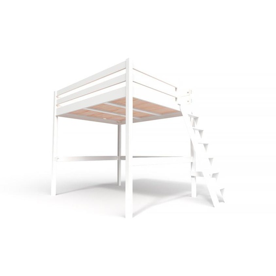 Lit mezzanine 2 places bois Sylvia 160x200 échelle inclinée