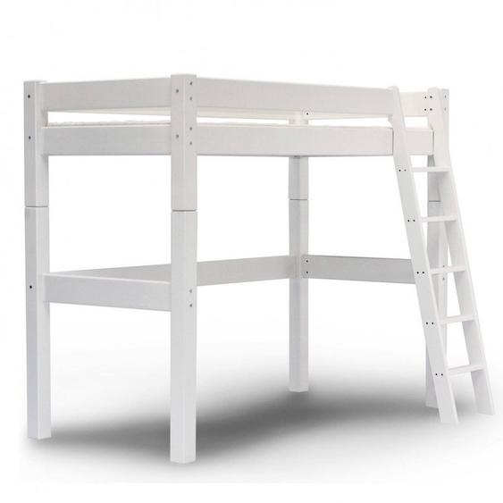 Lit Mezzanine À Échelle Inclinée Pin Massif Lilja Blanc