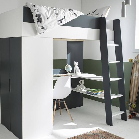 Lit Mezzanine + Armoire & Bureau Opus Bleu Nuit