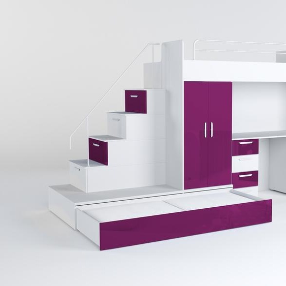 Lit mezzanine avec espace de rangement – Peu encombrant et fonctionnel pour la chambre à coucher.