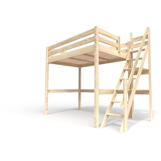 Lit mezzanine bois 120x200 Sylvia avec escalier de meunier