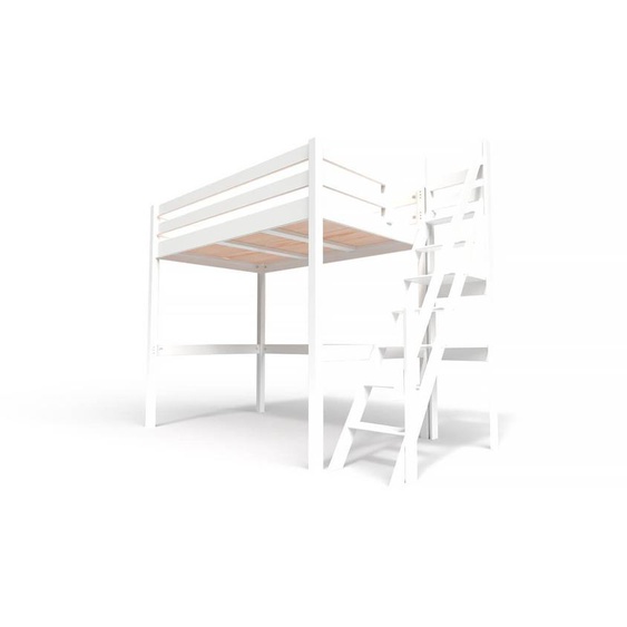 Lit mezzanine bois 120x200 Sylvia avec escalier de meunier