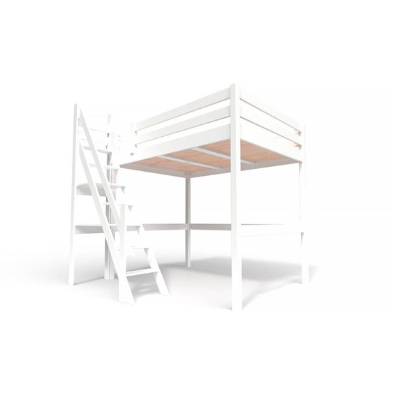 Lit mezzanine bois 140x200 Sylvia avec escalier de meunier