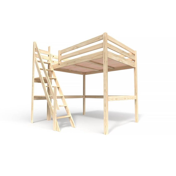 Lit mezzanine bois 140x200 Sylvia avec escalier de meunier