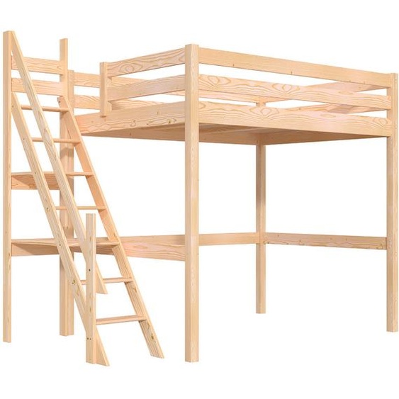 Lit mezzanine bois 140x200 Sylvia avec escalier de meunier