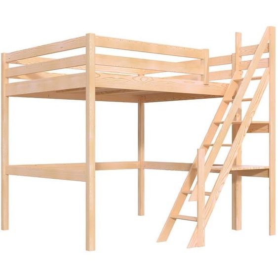 Lit Mezzanine bois 160x200 Sylvia avec escalier de meunier