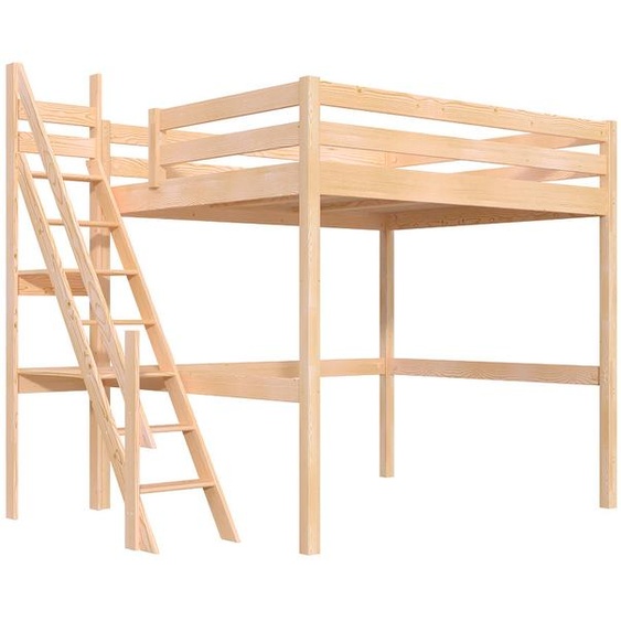 Lit Mezzanine bois 160x200 Sylvia avec escalier de meunier