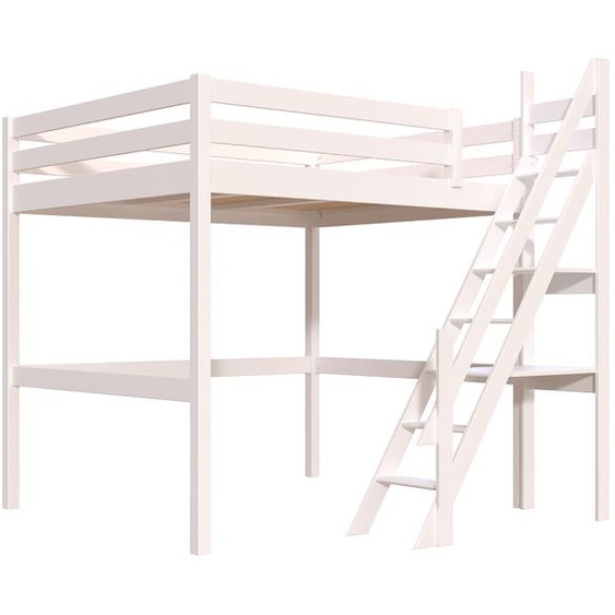 Lit Mezzanine bois 160x200 Sylvia avec escalier de meunier
