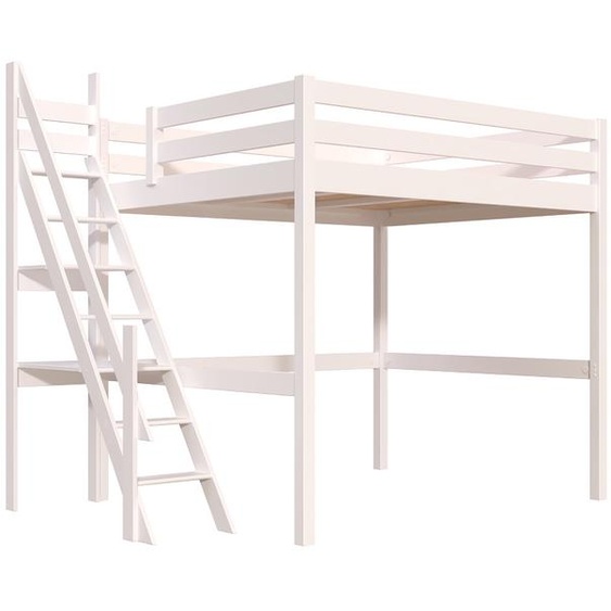 Lit Mezzanine bois 160x200 Sylvia avec escalier de meunier