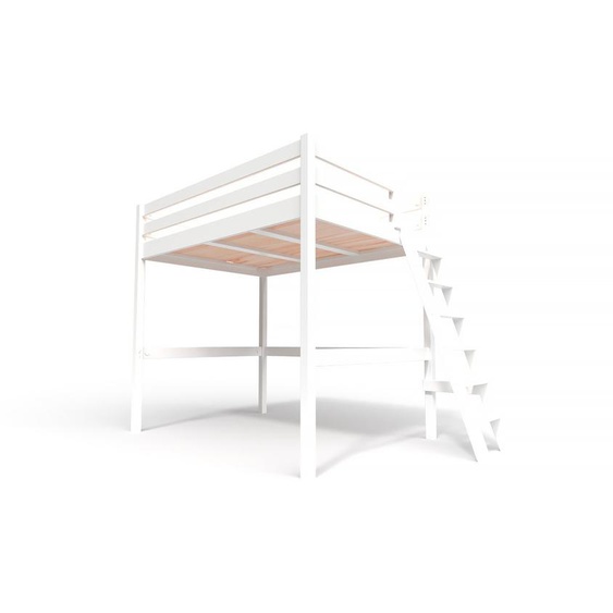 Lit mezzanine 2 places bois Sylvia 140x200 échelle inclinée