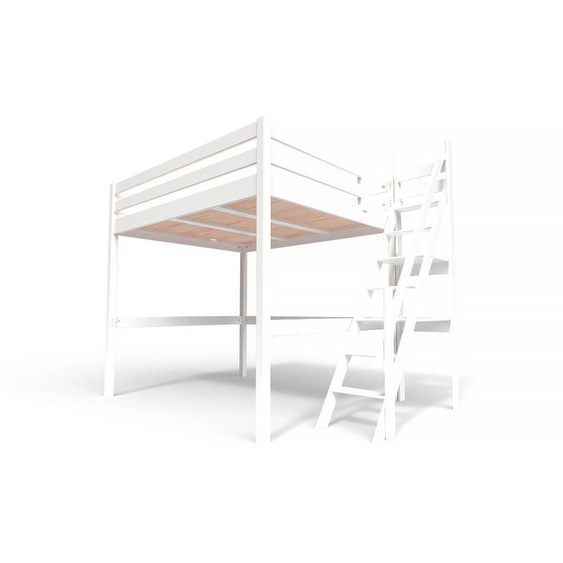 Lit Mezzanine bois avec escalier de meunier Sylvia - 160x200