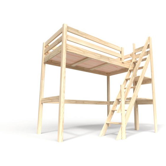 Lit Mezzanine bois Sylvia 90x200 avec escalier de meunier