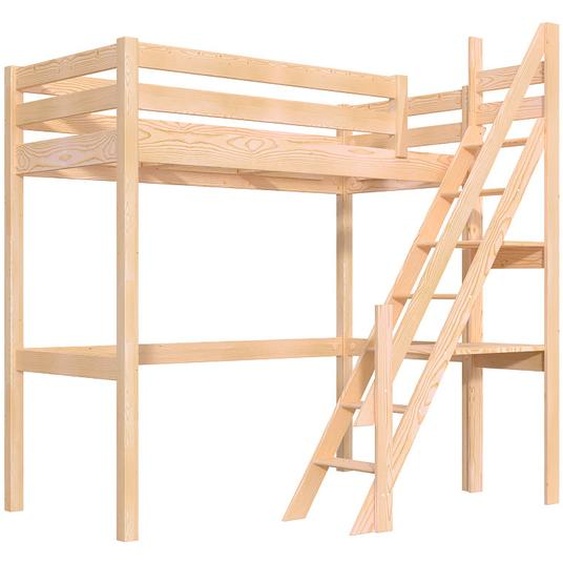 Lit Mezzanine bois Sylvia 90x200 avec escalier de meunier