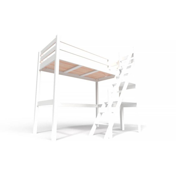 Lit Mezzanine bois Sylvia 90x200 avec escalier de meunier